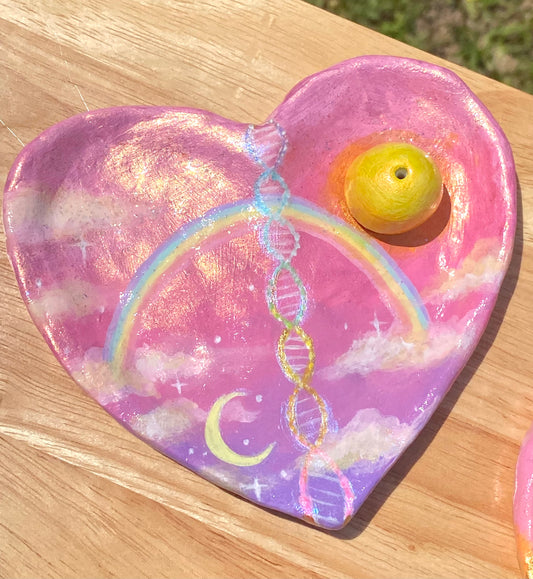 Celestial Rainbow Heart | Handmade Incense Holder