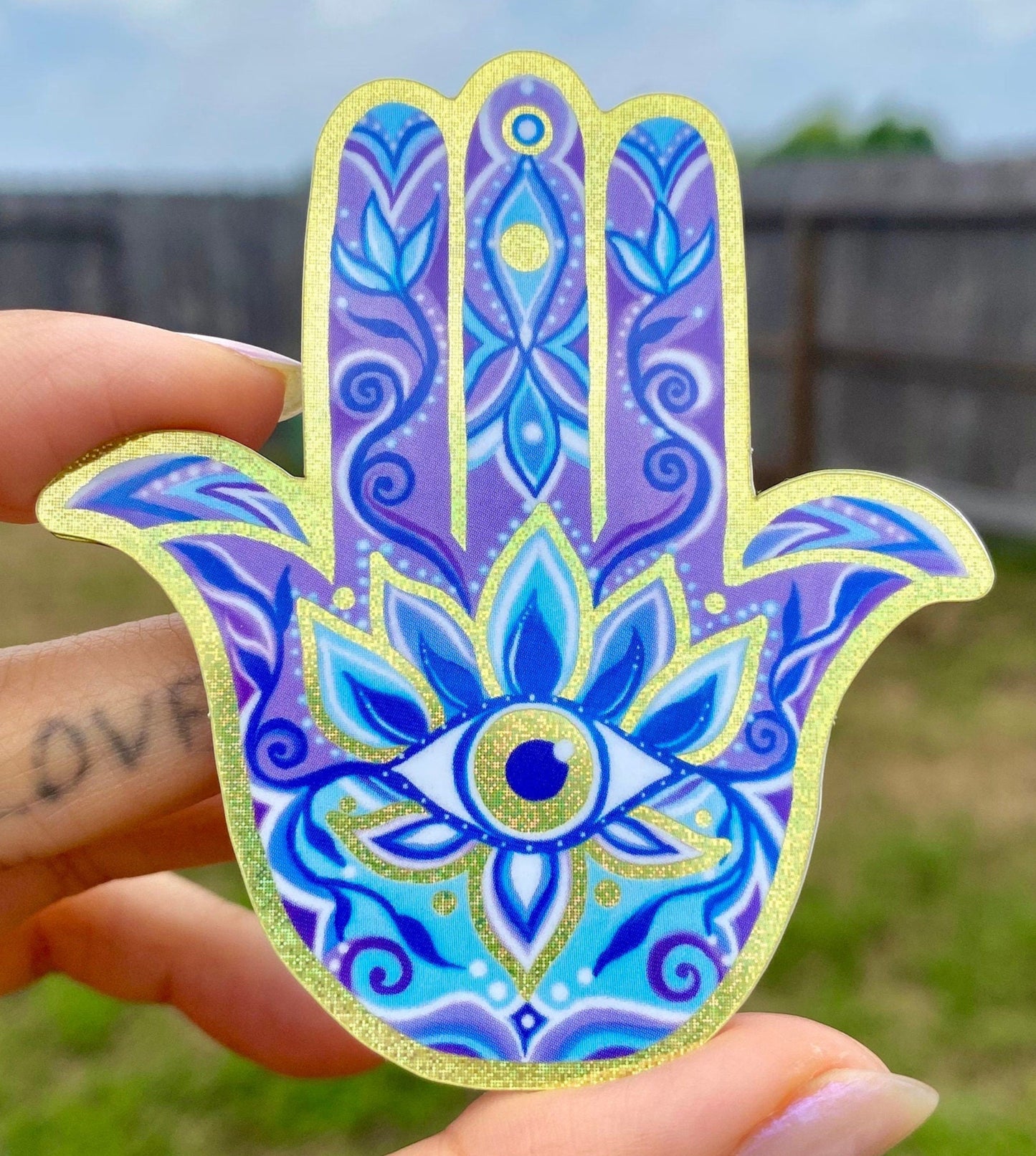 Gold Glitter Hamsa Sticker