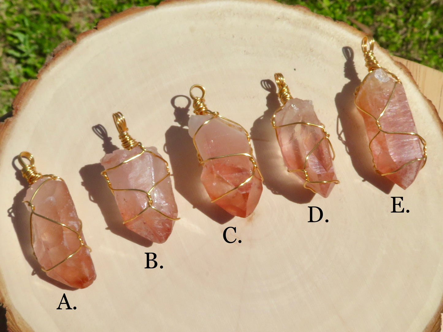 Rare Pink Scarlet Temple Lemurian Quartz Necklace
