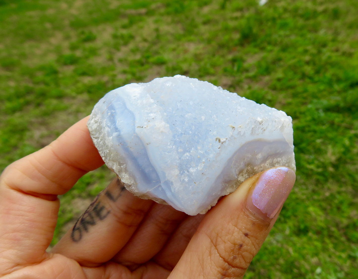 Blue Lace Agate Geode with Druzy