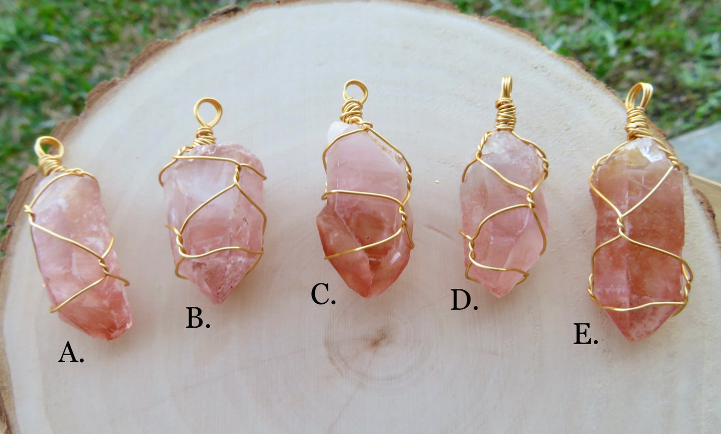 Rare Pink Scarlet Temple Lemurian Quartz Necklace