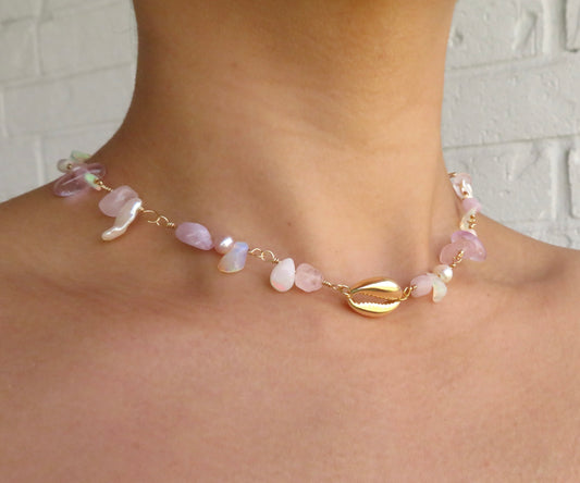 Ethereal | Gold Cowrie Beaded Choker