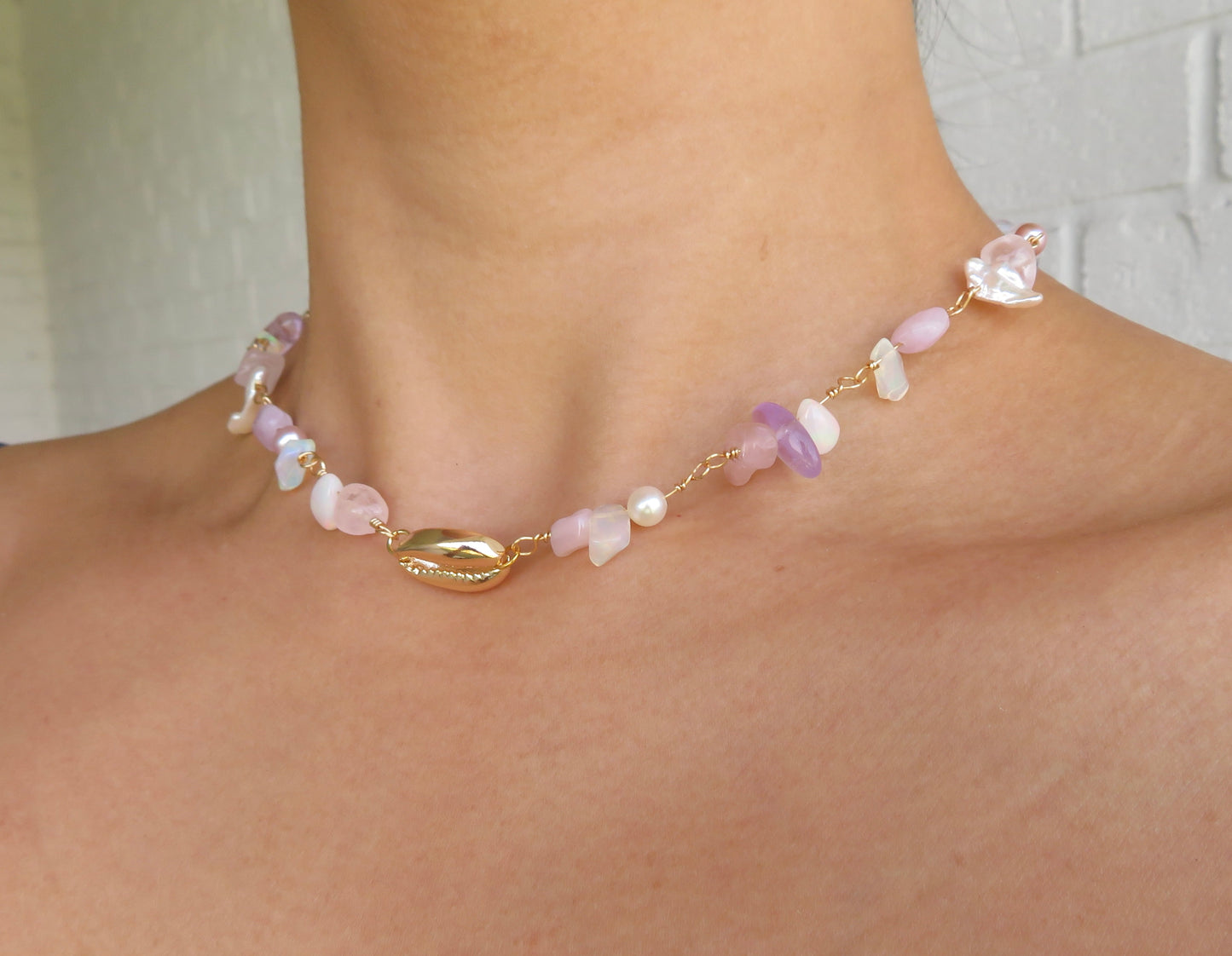 Ethereal | Gold Cowrie Beaded Choker