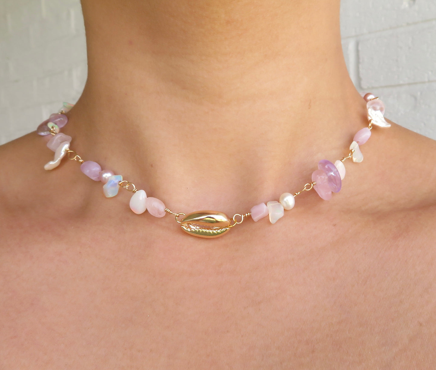 Ethereal | Gold Cowrie Beaded Choker