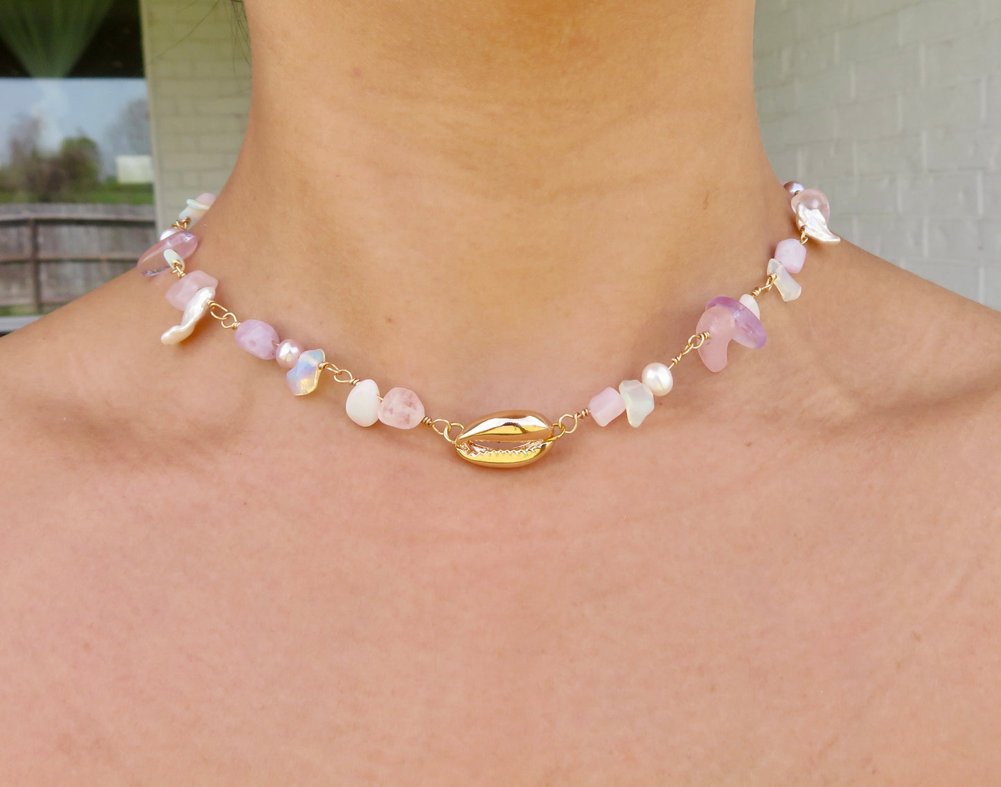 Ethereal | Gold Cowrie Beaded Choker