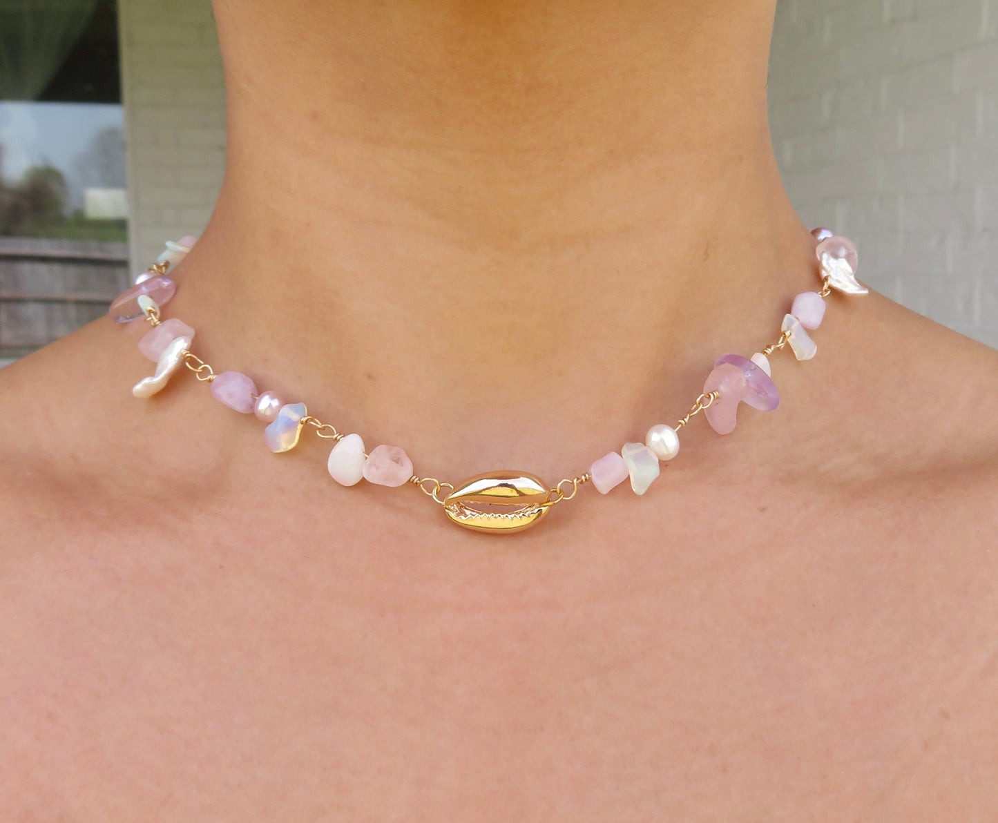 Ethereal | Gold Cowrie Beaded Choker
