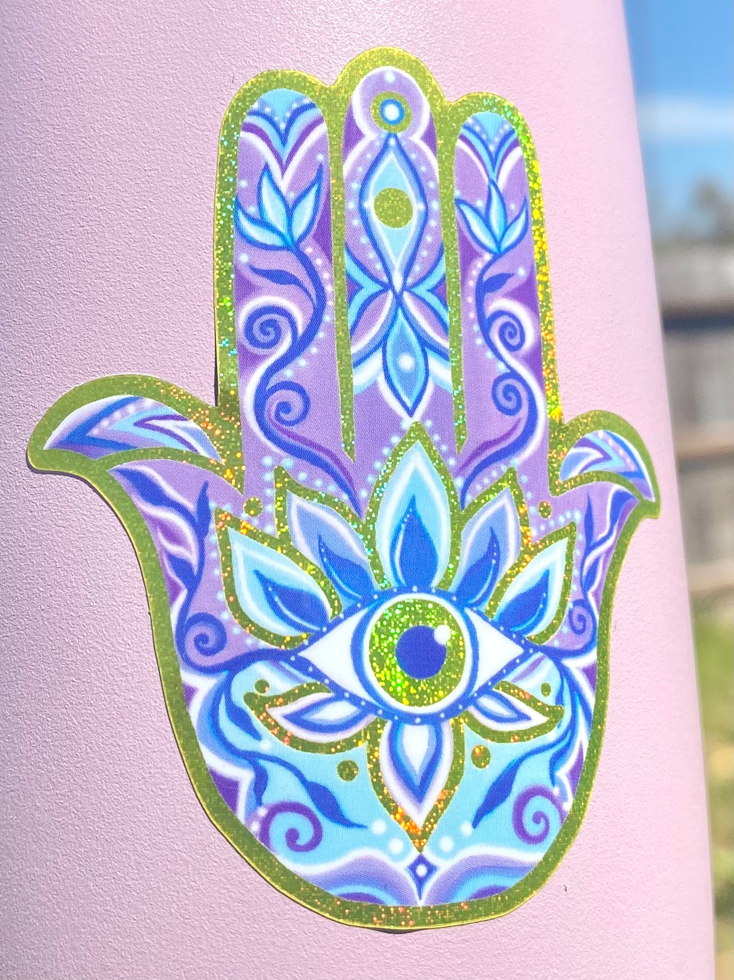 Gold Glitter Hamsa Sticker
