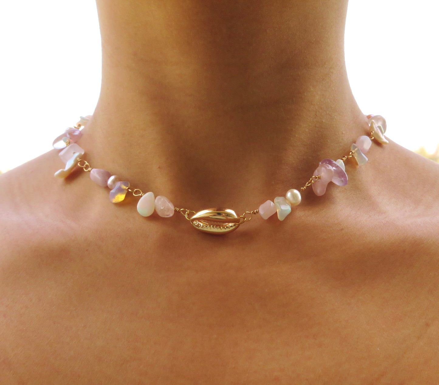 Ethereal | Gold Cowrie Beaded Choker