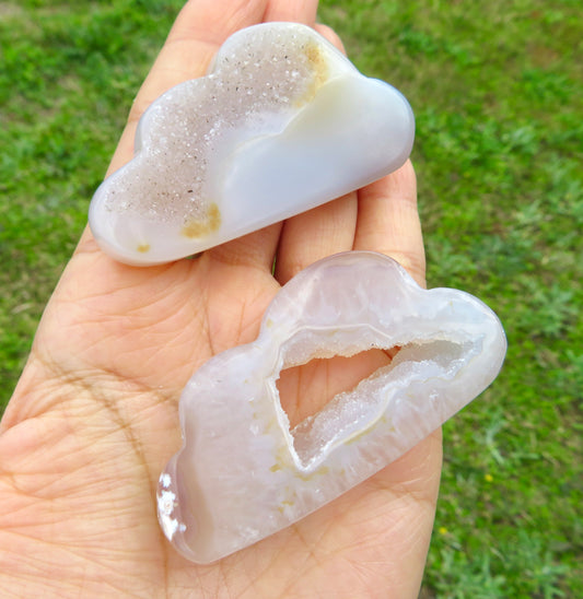 Sparkly Druzy Agate Cloud Carving
