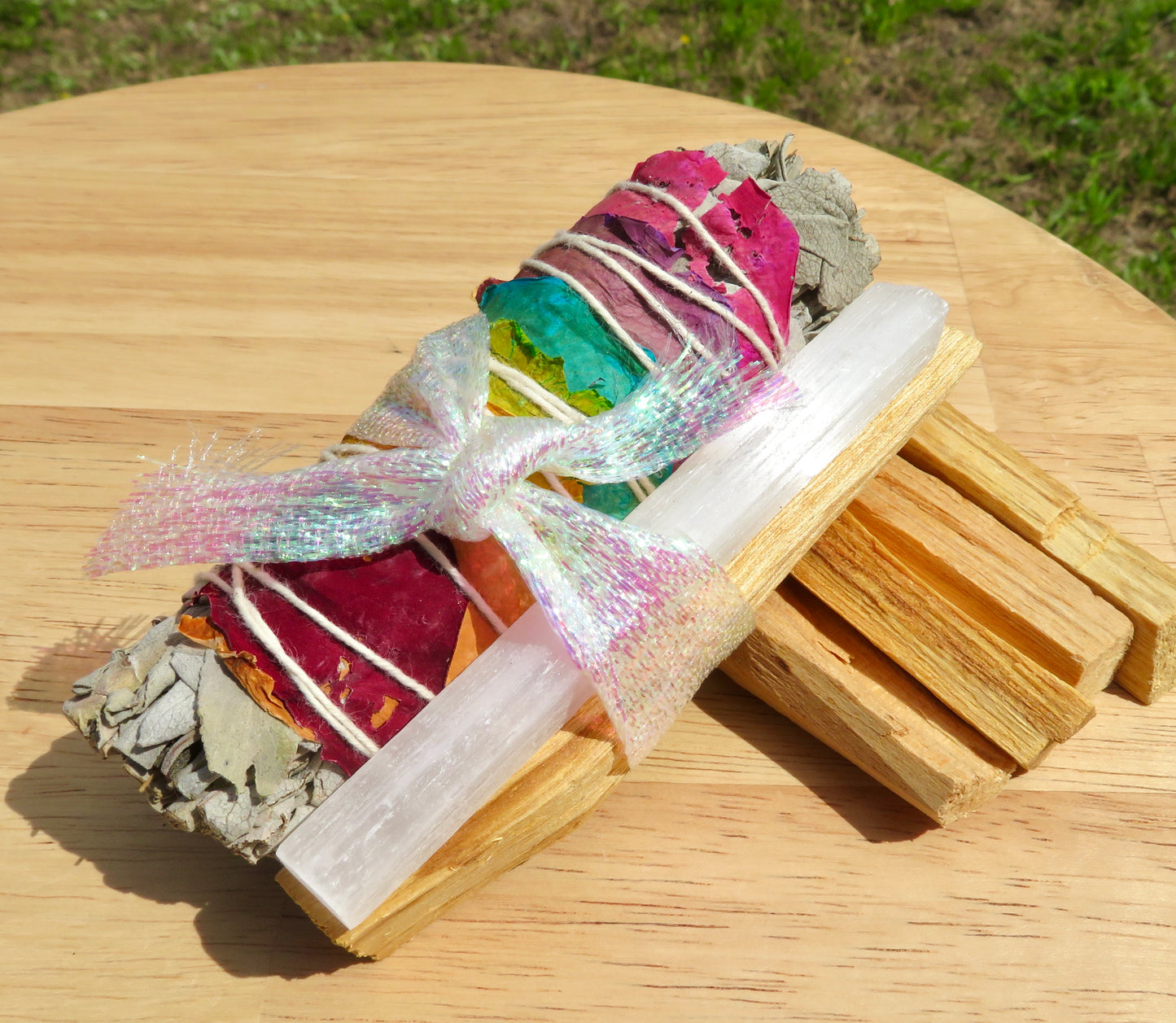 7 Chakras Rose & Sage + Selenite + Palo Santo Bundle