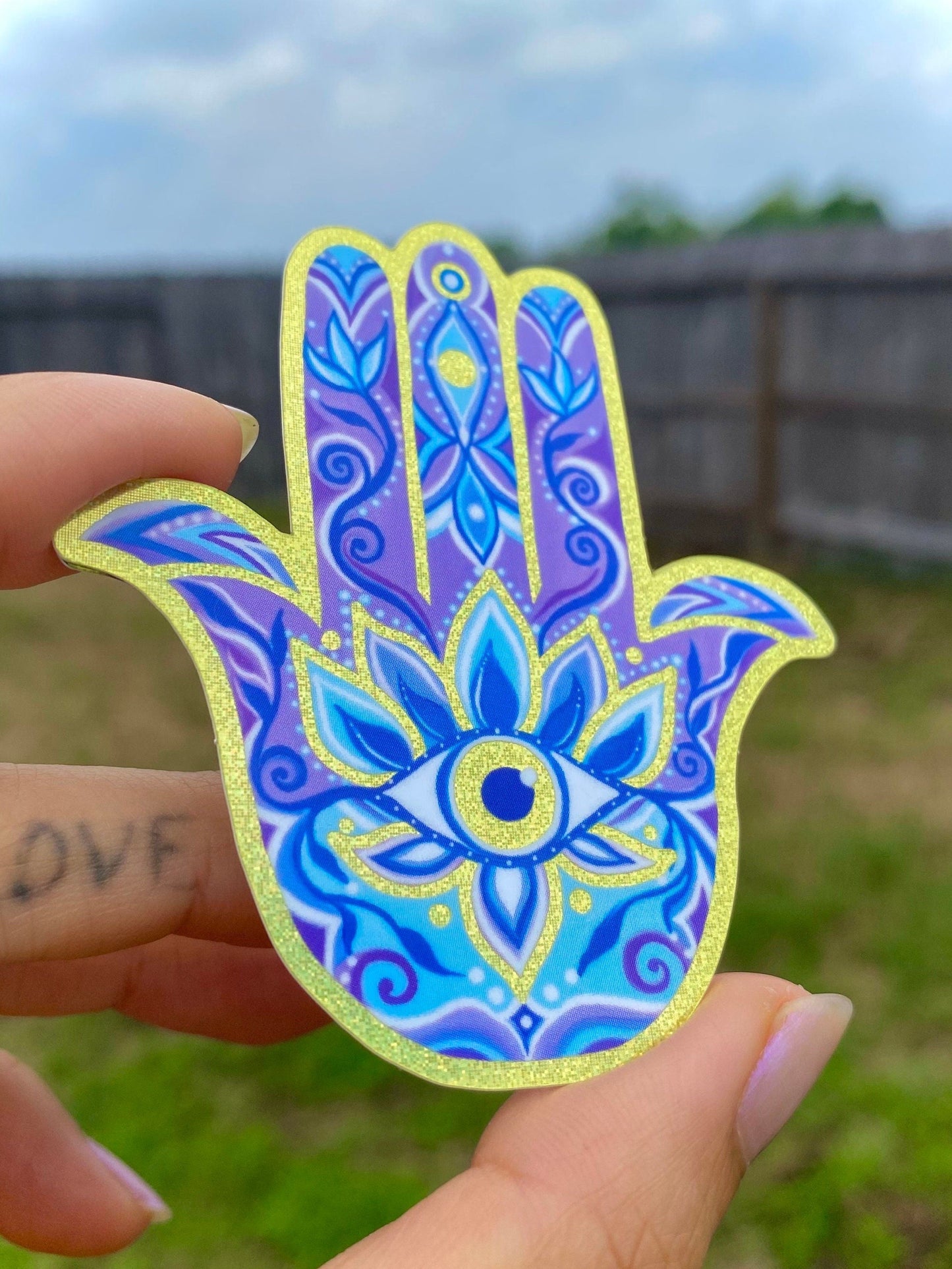 Gold Glitter Hamsa Sticker