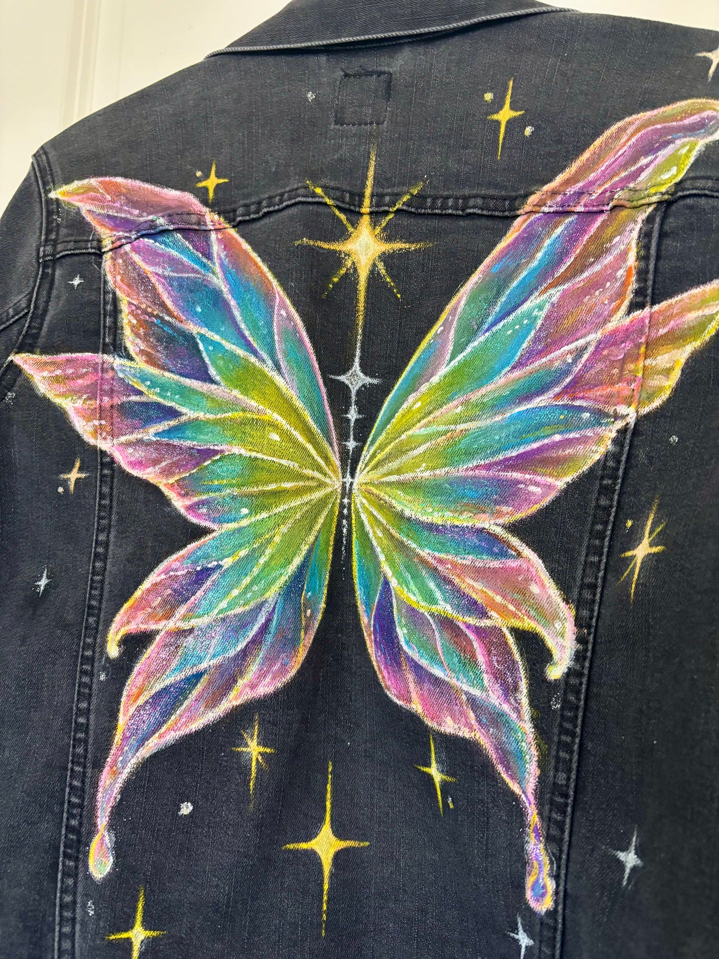 Ethereal Fairy Wings | Painted Denim Jacket