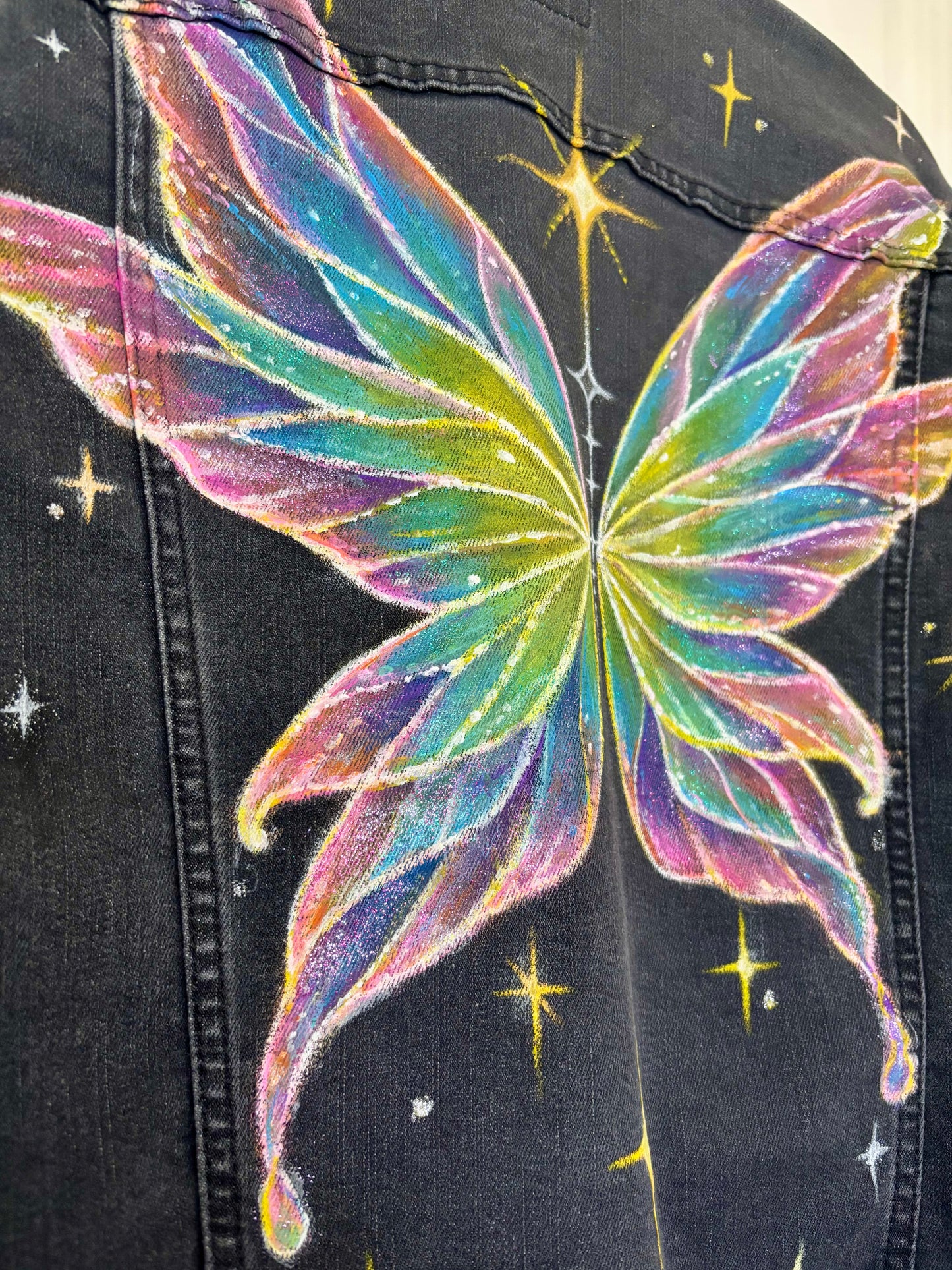 Ethereal Fairy Wings | Painted Denim Jacket