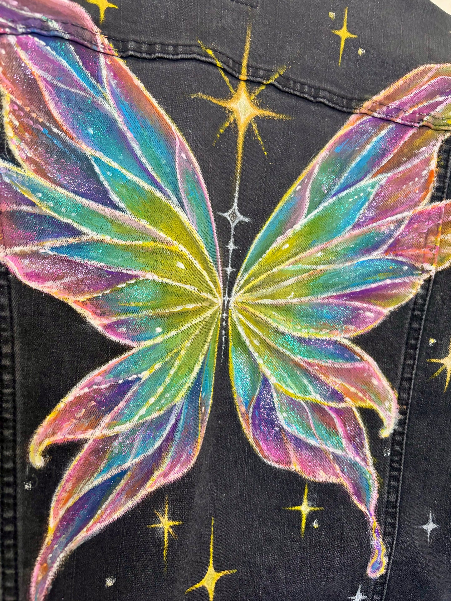 Ethereal Fairy Wings | Painted Denim Jacket
