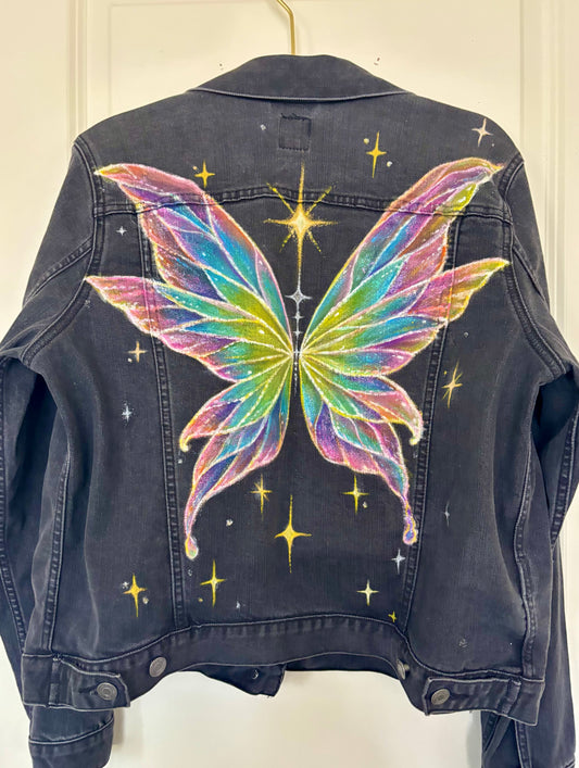 Ethereal Fairy Wings | Painted Denim Jacket