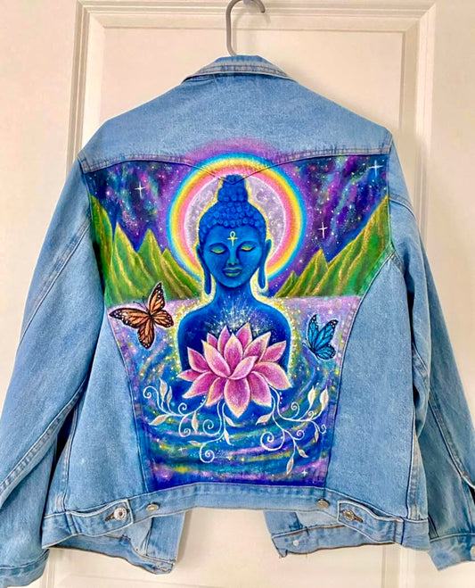 Hand Painted Denim Buddha Jacket